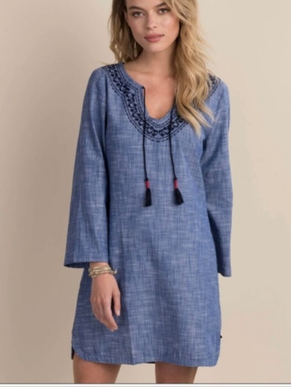 Hatley Embroidered Tory Chambray Embroidered Dress Size M NWT
